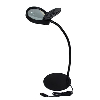 Desktop clamp gooseneck magnifier lamp dual lens 3X and 10X PCB inspection  38 LED Lamp Reading table top illuminated magnifier